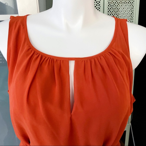NWT Tahari ASL Chiffon Hi-Lo Halter Dress - Orange - Picture 3 of 14